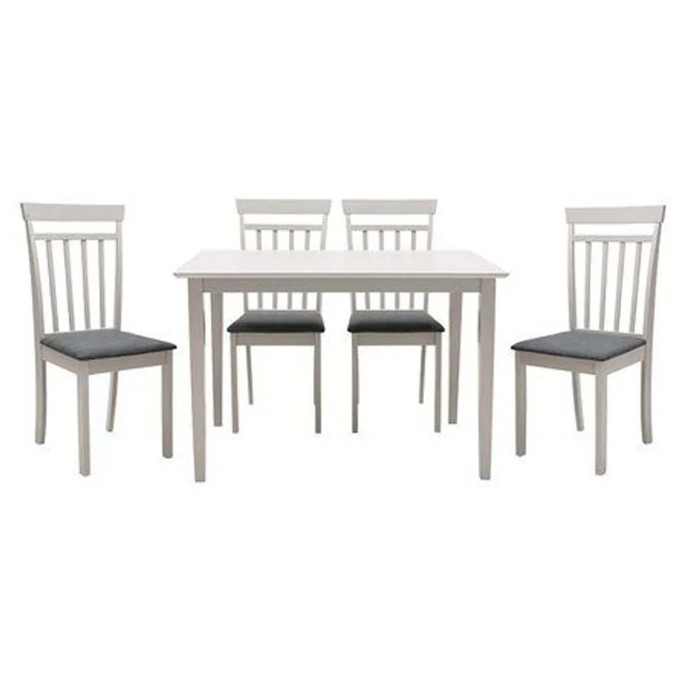 BOXED ANGELL DINING SET WITH 4 CHAIRS - METAL WHITE FINISH (1 BOX)