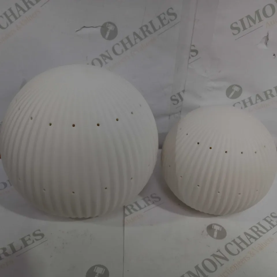 BOXED KELLY HOPPEN SET OF 2 LARGE CERAMIC LIGHT UP ORNAMENTS