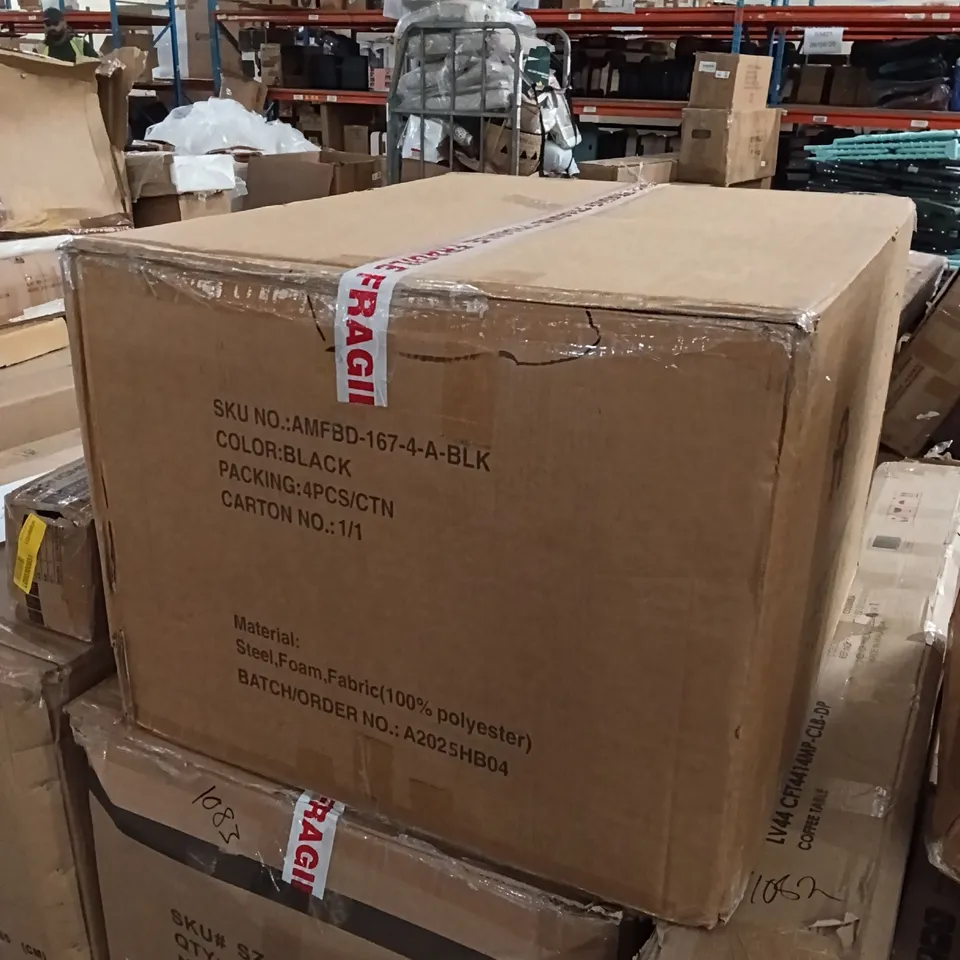 BOXED VELVET DINING CHAIRS (SET OF 4) - BLACK (1 BOX)