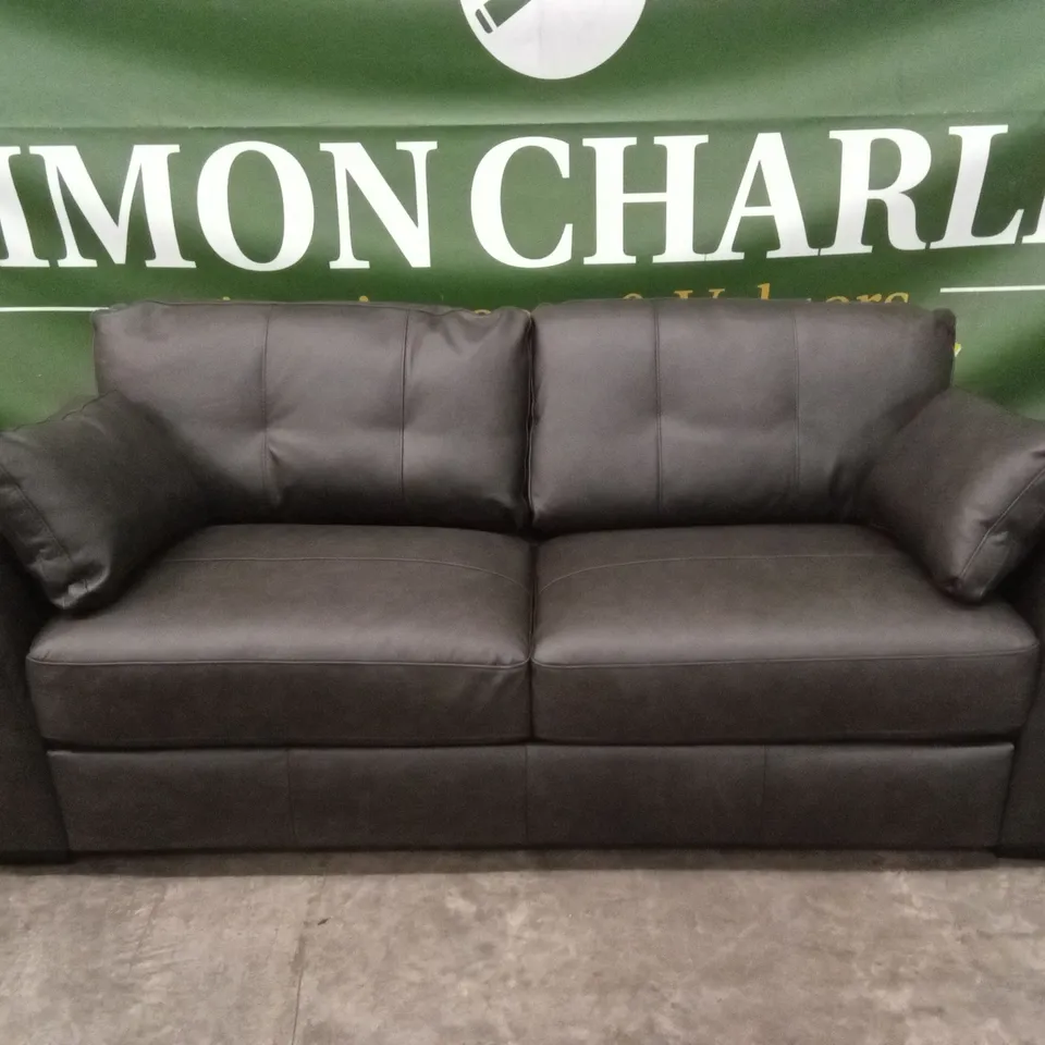 ARDEN ITALIAN LEATHER 3 SEATER SOFA - BLACK RRP £1399