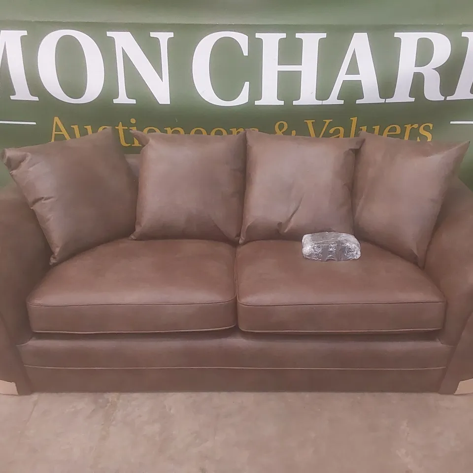 DESIGNER DURY 3 SEATER LEATHER LOOK SOFA - CHOCOLATE 