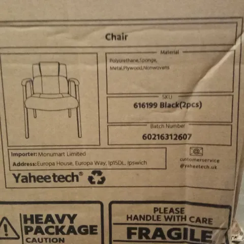 BOXED SET OF 2 YAHEETECH CHAIRS - BLACK (1 BOX)