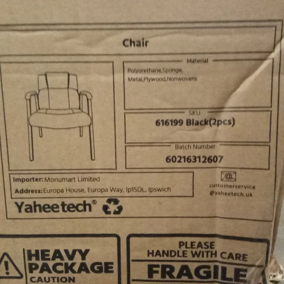 BOXED SET OF 2 YAHEETECH CHAIRS - BLACK (1 BOX)