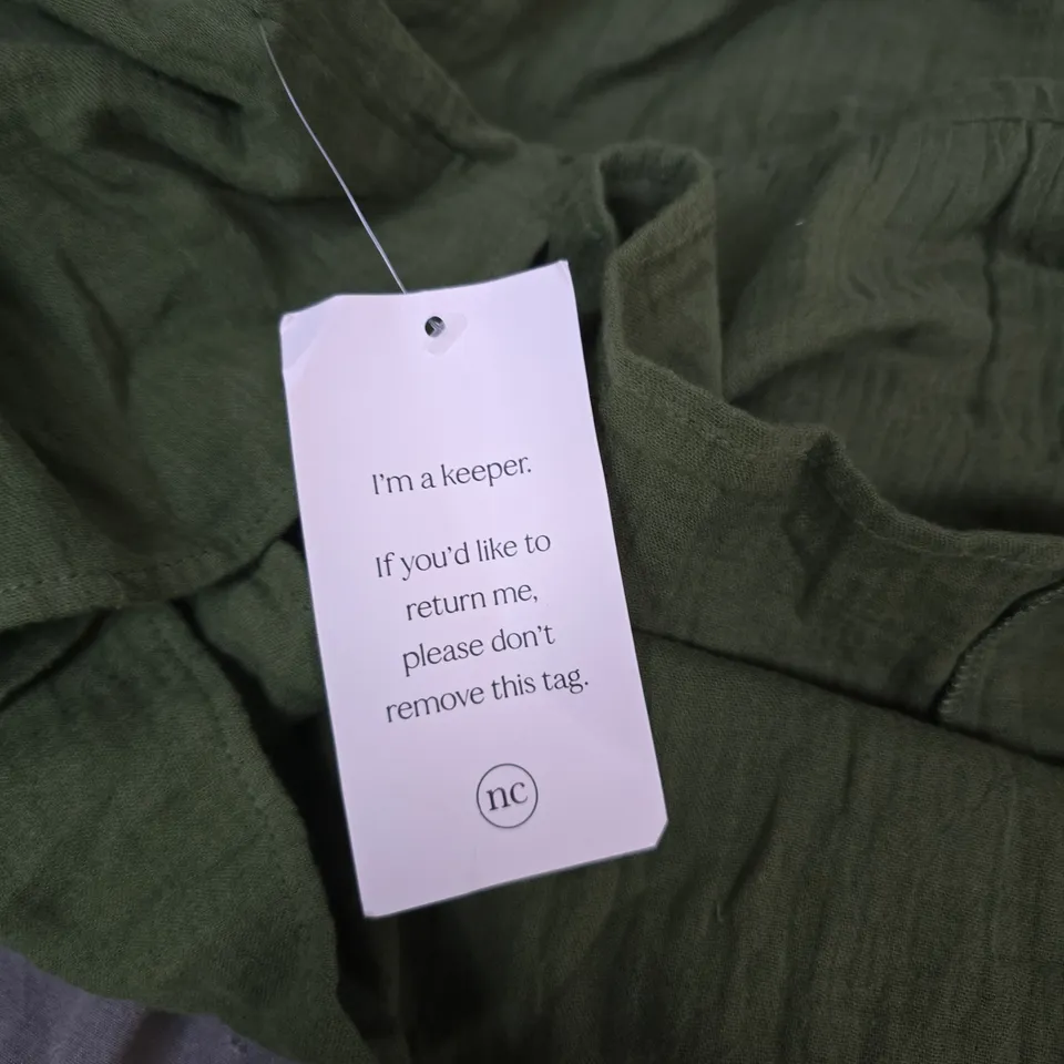 NOBODY'S CHILD GREEN SLEEVELESS DRESS, UK 14 – SMOCKED BODICE & TIERED SKIRT