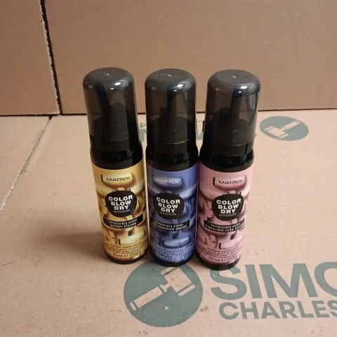 APPROXIMATELY 22 X ASSORTED MATRIX COLOR BLOW DRY HAIR CARE PRODUCTS TO INCLUDE GOLDEN BLONDE, ROSE BLONDE ETC