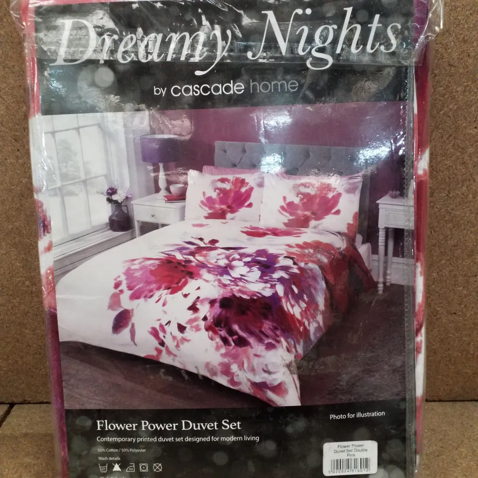 DREAMY NIGHTS FLOWER POWER DOUBLE 200×200CM DUVET COVER SET - PINK