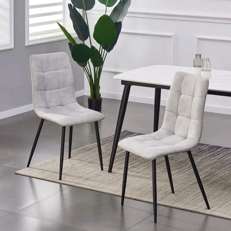 BOXED AASU UPHOLSTERED DINING CHAIR WHITE SET OF 2 (1 BOX)