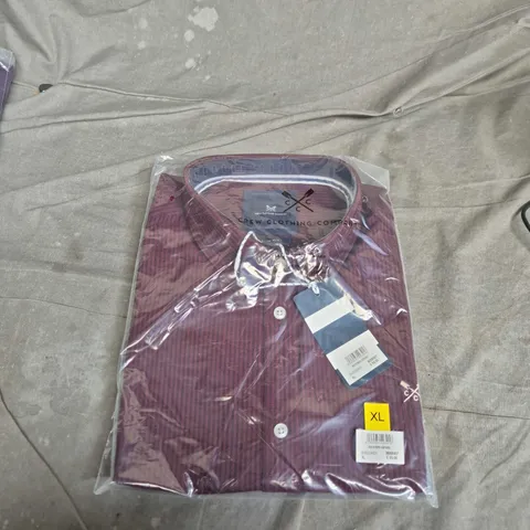 CREW CLOTHING COMPANY BURGUNDY STRIPE OXFORD SHIRT – SLIM FIT – XL