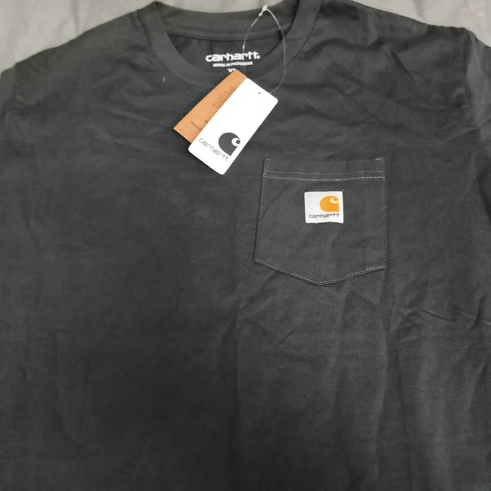 CARHARTT WIP BLACK T‑SHIRT WITH CHEST POCKET - XL