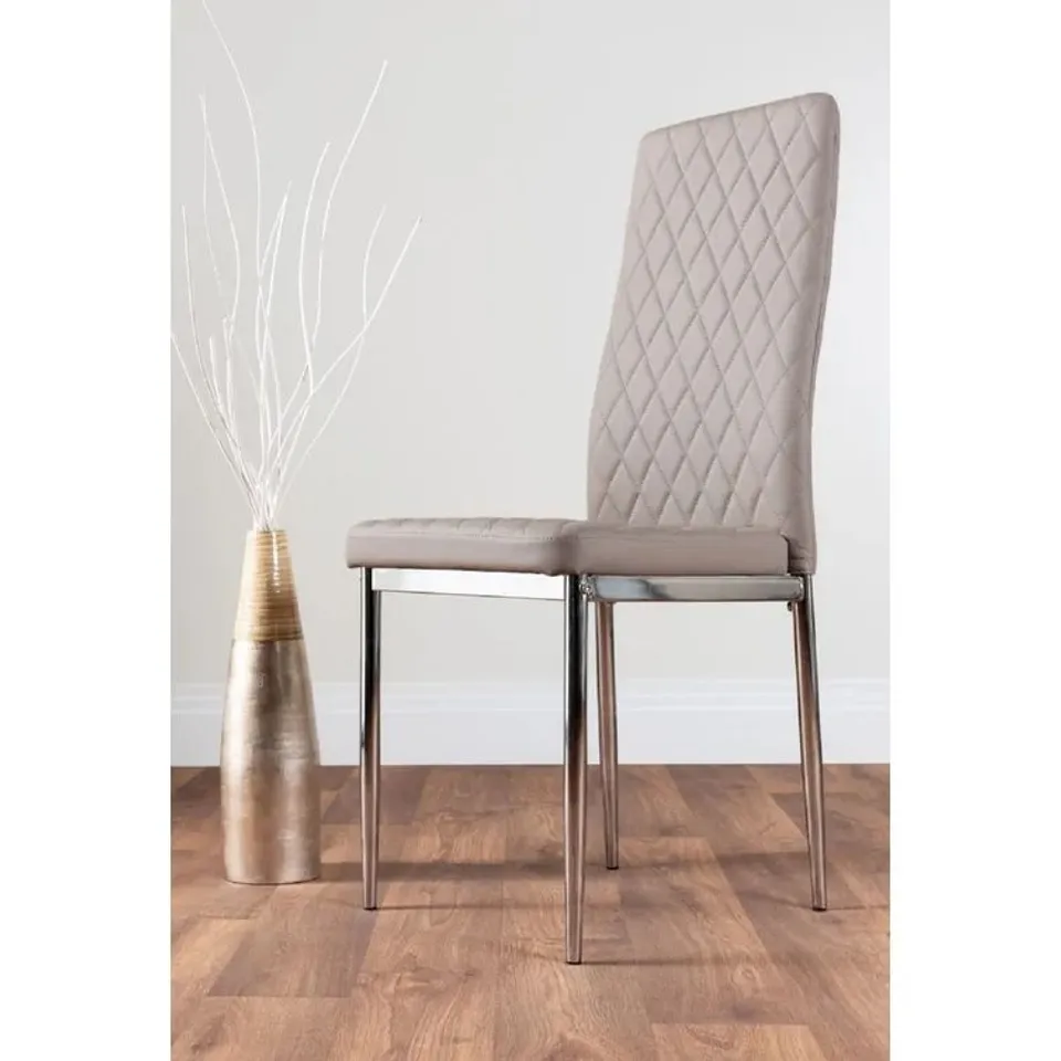 BOXED EUBANKS FAUX LEATHER MODERN TALL BACK DINING CHAIRS - SET OF 4 (1 BOX)