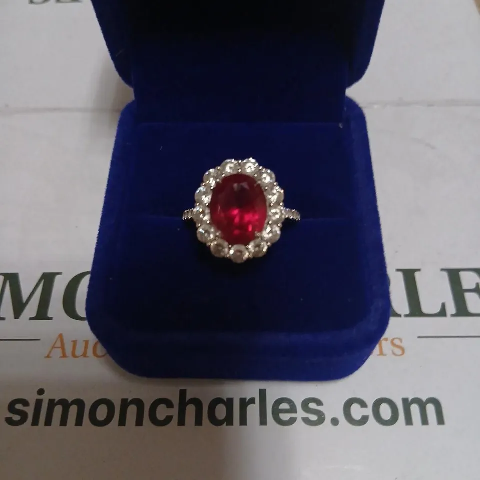 DIAMONIQUE 5.5CT TW OVAL CUT HALO RING STERLING SILVER 