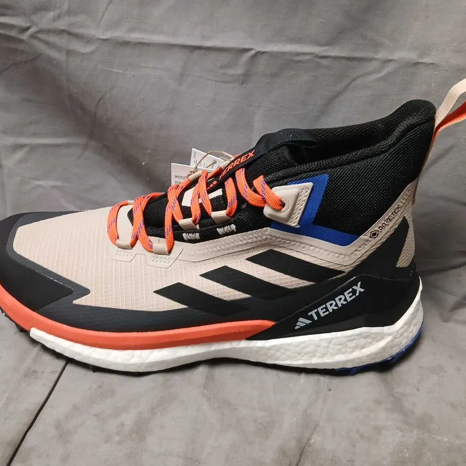 ADIDAS TERREX FREE HIKER 2 TRAIL SHOES – UK 10½ (US 11), BEIGE/BLACK/ORANGE