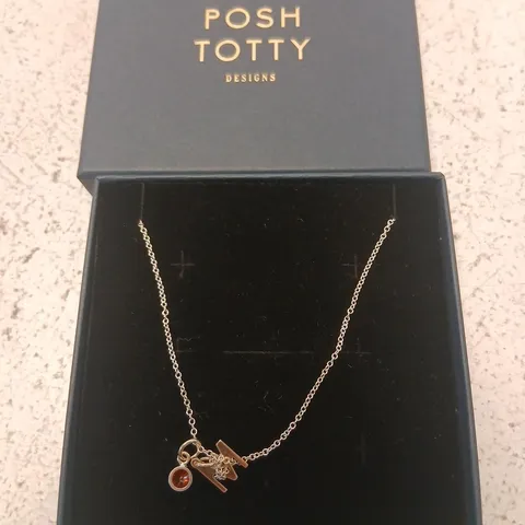 POSH TOTTY DESIGNS BIRTHSTONE & INITIAL CHARM NECKLACE STERLING SILVER