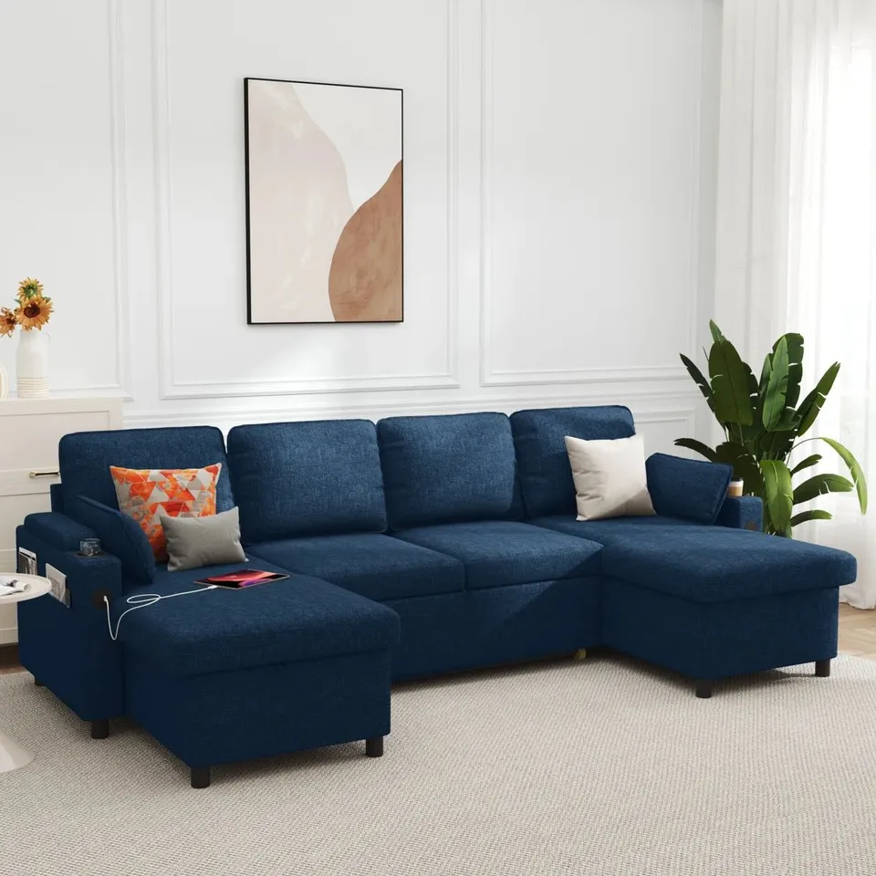 BOXED 264.9CM PILLOW TOP ARMS COMMERCIAL USE SOFA BED (4 BOXES)