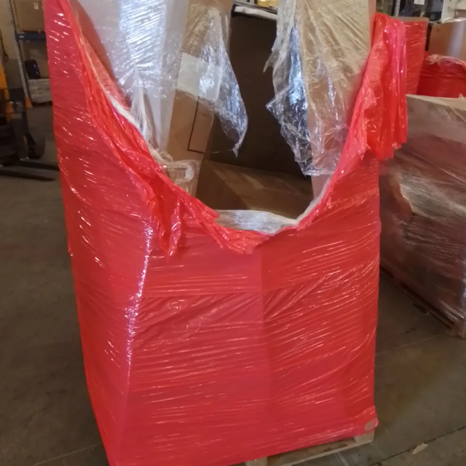 PALLET CONTAINING ASSORTED HOUSEHOLD & HOME IMPROVEMENT PRODUCTS. INCLUDES KITCHEN APPLIANCE, AIR COOLERS, DESK, OFFICE CHAIR ETC