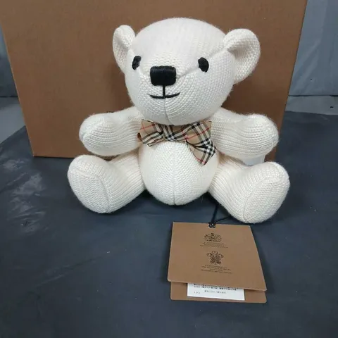BURBERRY LONDON ENGLAND PLUSH TEDDY BEAR WITH CHECK BOW