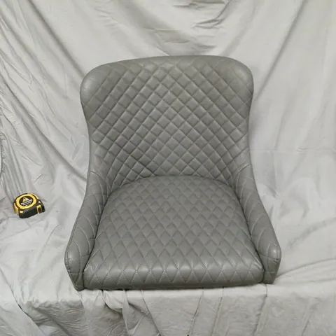 2 X GREY DIAMOND-STITCHED UPHOLSTERED CHAIR WITH LEGS