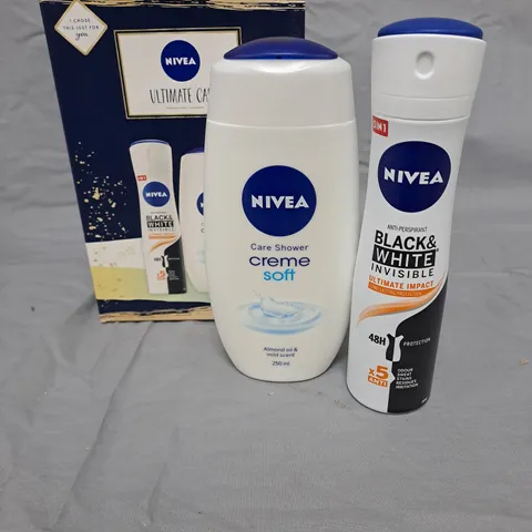 BOX OF APPROXIMATELY 15 NIVEA ULTIMATE CARE GIFT SETS - SHOWER CRÈME AND DEODORANT SPRAY