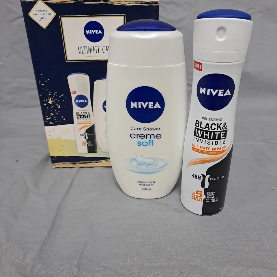 BOX OF APPROXIMATELY 15 NIVEA ULTIMATE CARE GIFT SETS - SHOWER CRÈME AND DEODORANT SPRAY