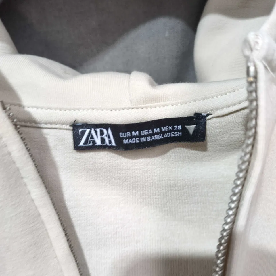 ZARA ZIP HOODIE - BEIGE, UK SIZE 12 (EU M, US M)