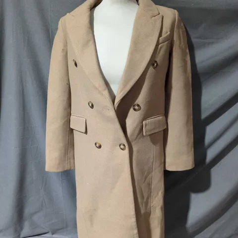 FOREVER NEW CHANDELLE WOOL-BLEND DOUBLE-BREASTED COAT IN CAMEL - UK SIZE 8