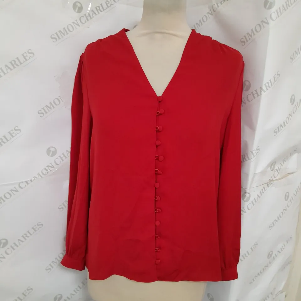 HOBBS LONDON MAGNOLIA BLOUSE IN CURRENT RED SIZE 8