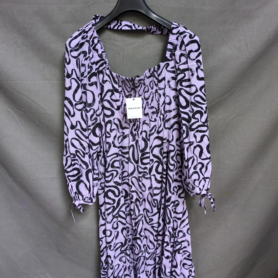 WHISTLES WOMEN'S PURPLE PRINT DRESS WITH LONG SLEEVES SIZE 14