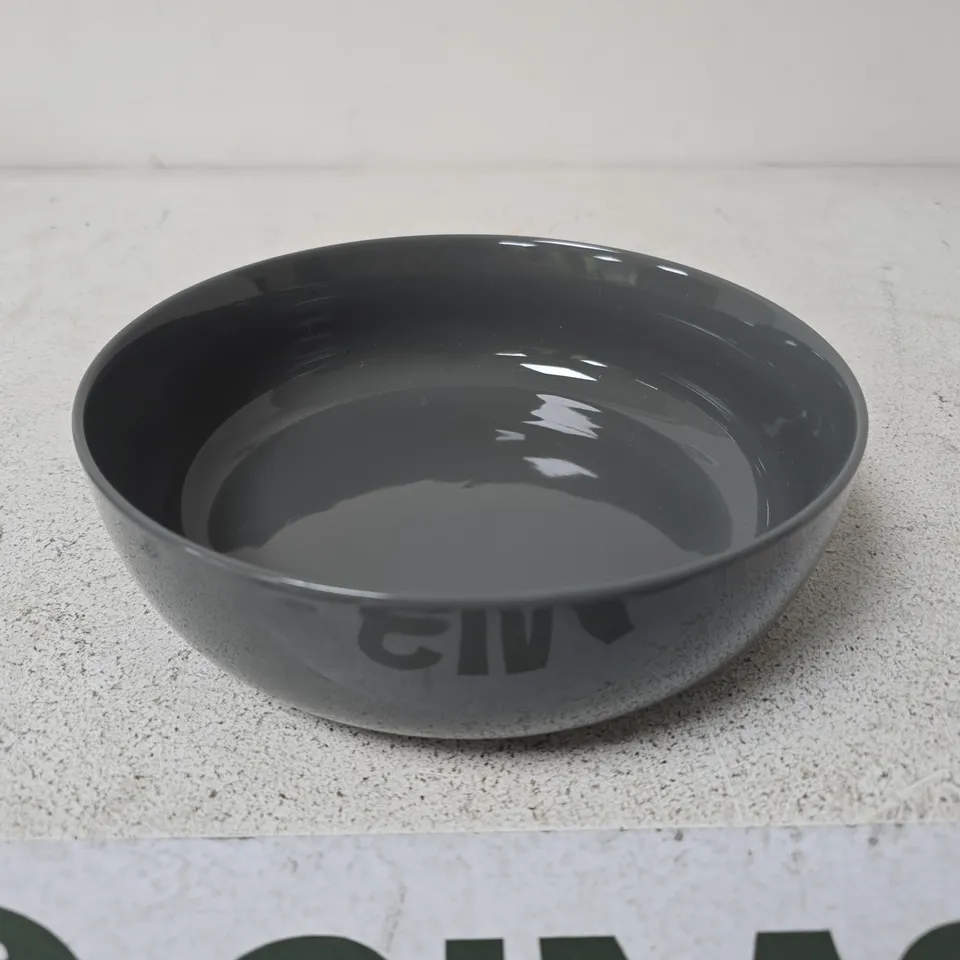 SET OF 23 GREY CERAMIC BOWLS, GLOSSY GLAZE
