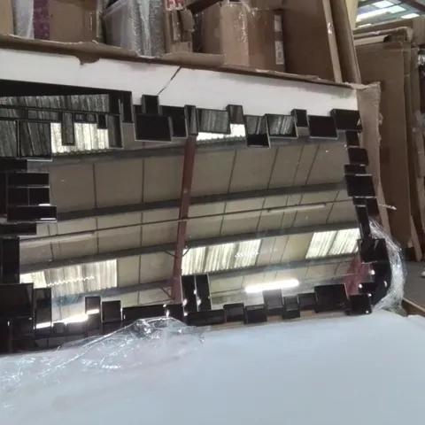 STYLISH MODERN BLACK TILE ABSTRACT FRAME LARGE WALL MIRROR