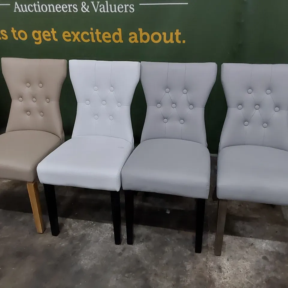 FOUR ASSORTED PU UPHOLSTERED DINING CHAIRS 