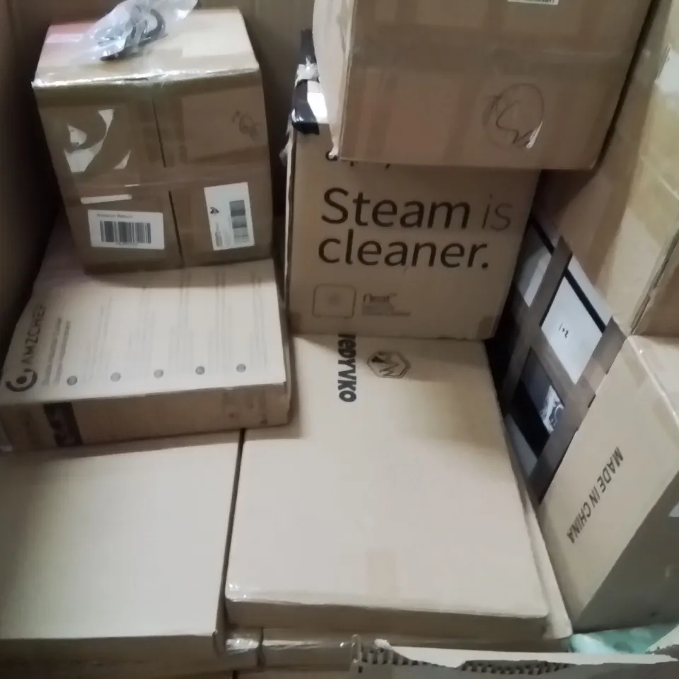 PALLET OF ASSORTED HOUSEHOLD GOODS AND PRODUCTS TO INCLUDE;BAR STOOL,STEAM CLEANER,AIR PURIFIER 
