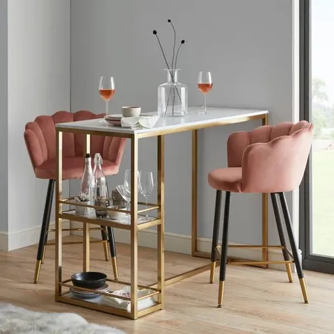 BOXED KENDALL 2 SEATER RECTANGULAR BAR TABLE - WHITE MARBLE EFFECT (1 BOX)