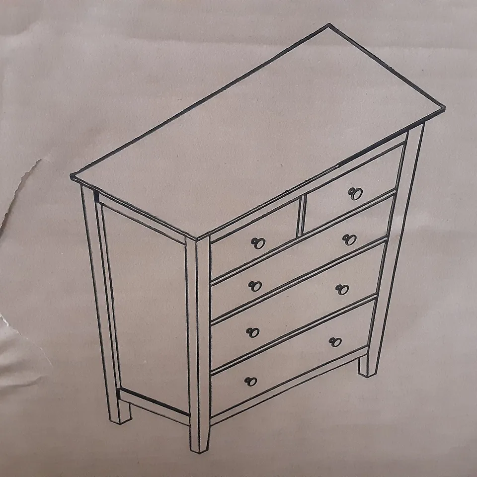 BOXED LYNTON 5 DRAWER CHEST IN NAVY - H101 X W84 X D42 CM 