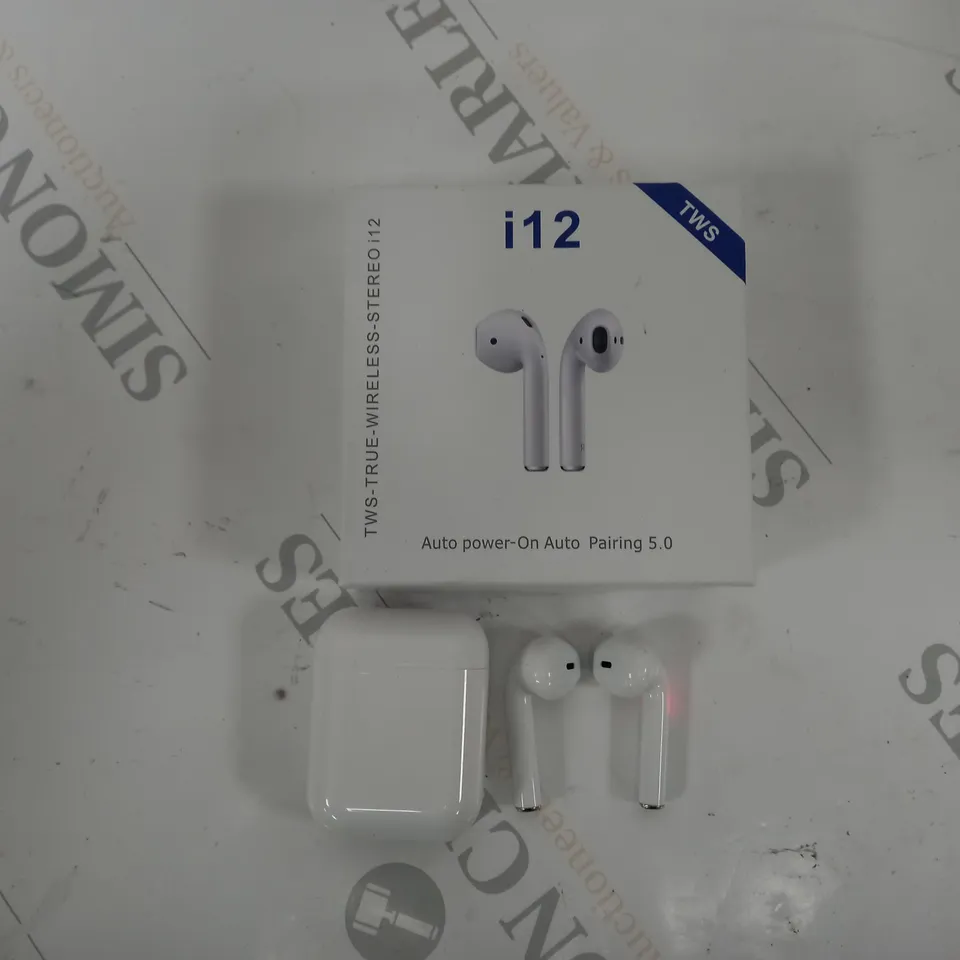 BOXED PAIR OF TRUE WIRELESS STEREO EARPHONES I12 VER 5.0+EDR/BLE