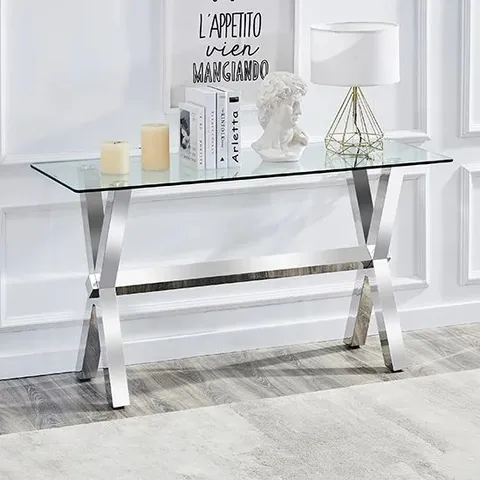 BRAND NEW BOXED CROSLEY CLEAR CONSOLE TABLE (3 BOXES)