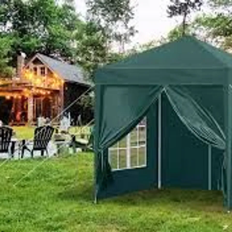 BOXED PORTABLE HEAVY DUTY POP UP GARDEN GAZEBO - GREEN