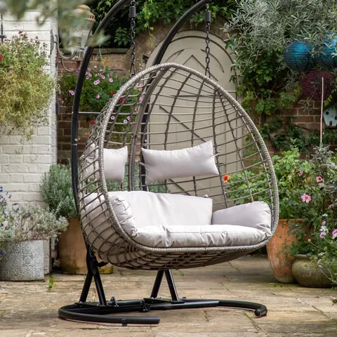 BOXED HAMMONDSPORT DOUBLE EGG CHAIR WITH STAND (1 BOX)