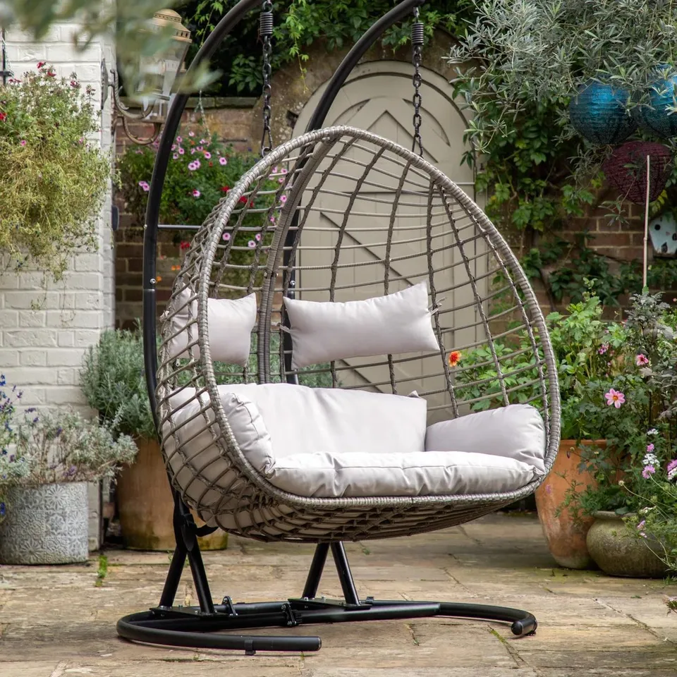 BOXED HAMMONDSPORT DOUBLE EGG CHAIR WITH STAND (1 BOX)