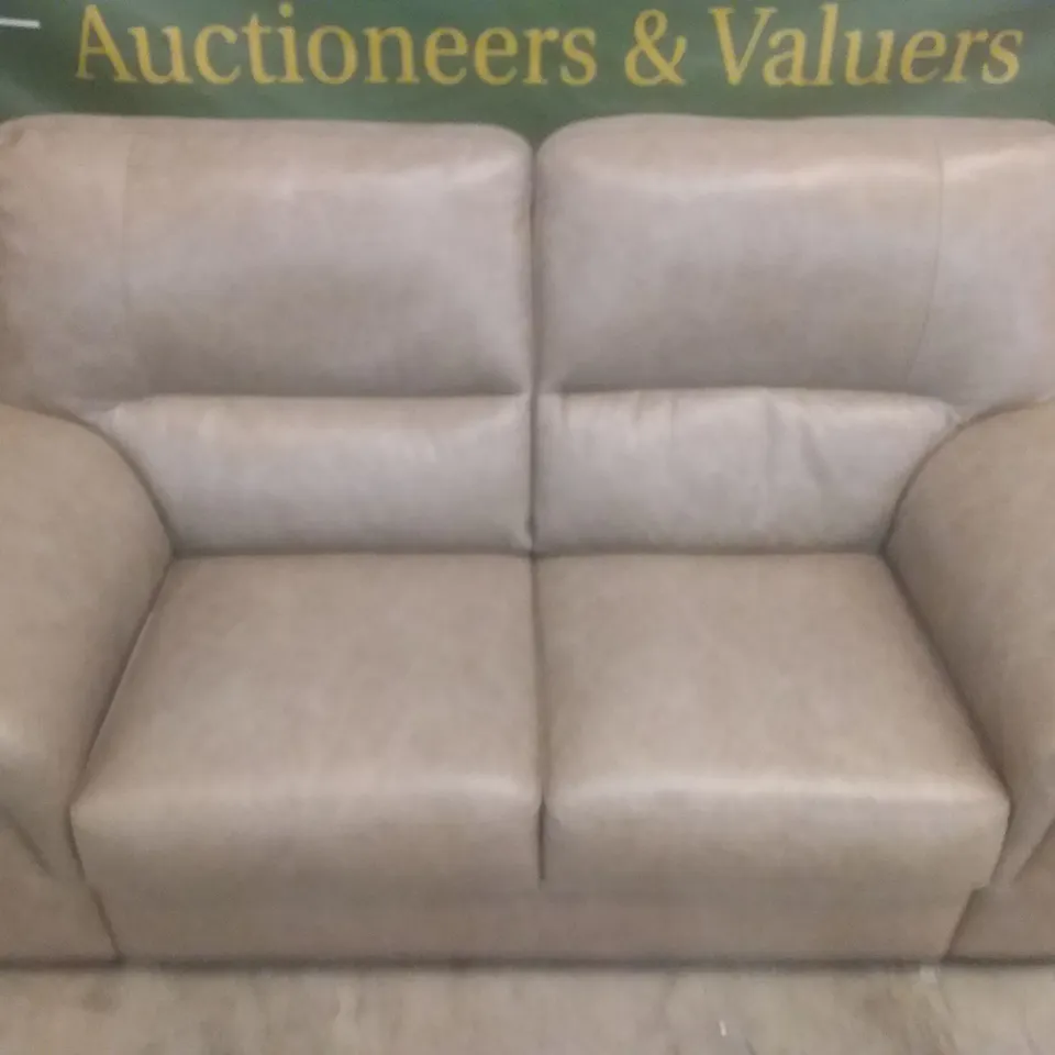 DESIGNER ITALIAN MADE VIRGILIO TAN LEATHER 2 SEATER SOFA