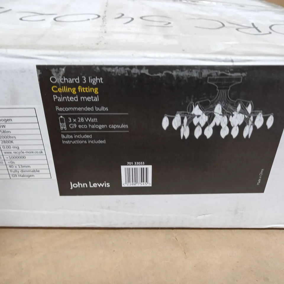 JOHN LEWIS ORCHARD 3 LIGHT - CEILING FITTING, PAINTED METAL