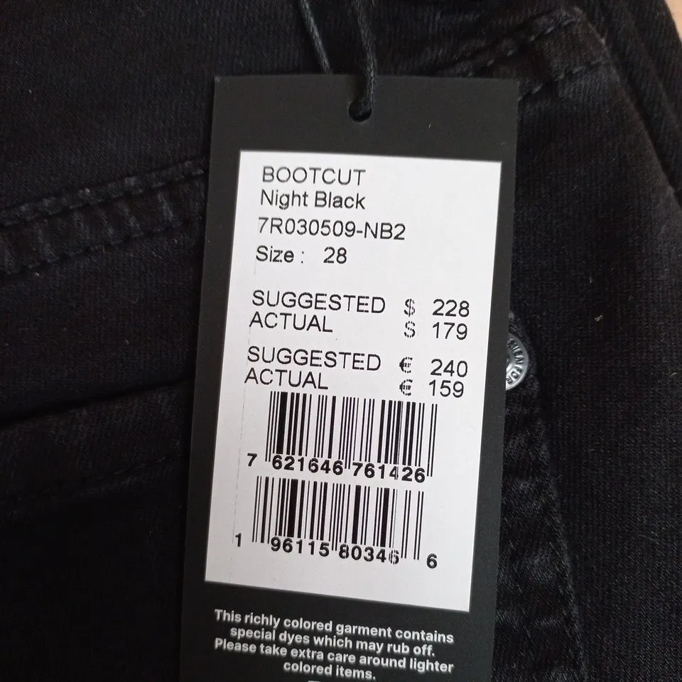 7 FOR ALL MANKIND BOOTCUT JEANS – NIGHT BLACK, UK 28