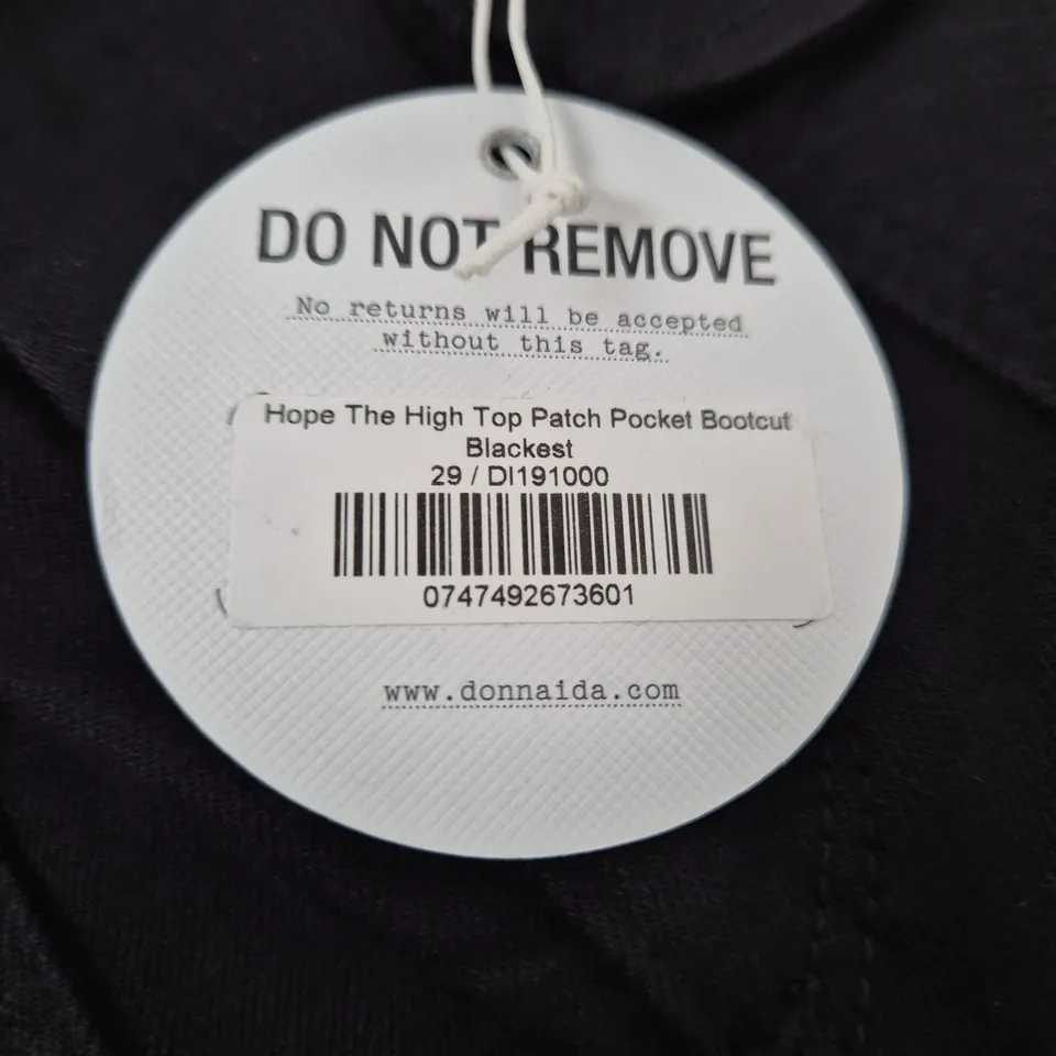 DONNA IDA WOMEN'S BLACK PATCH POCKET BOOTCUT JEANS, UK 10 (WAIST 29)