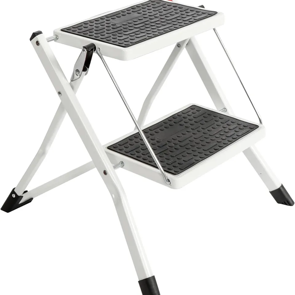 BOXED FOLDING PORTABLE 2 STEP STOOL NON SLIP TREAD SAFETY STEEL STEPLADDER