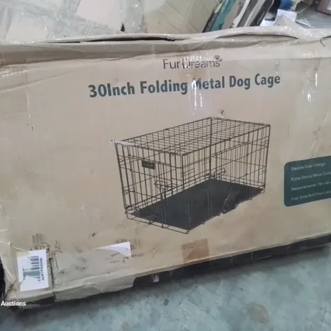 BOXED 30INCH FOLDING METAL DOG CAGE