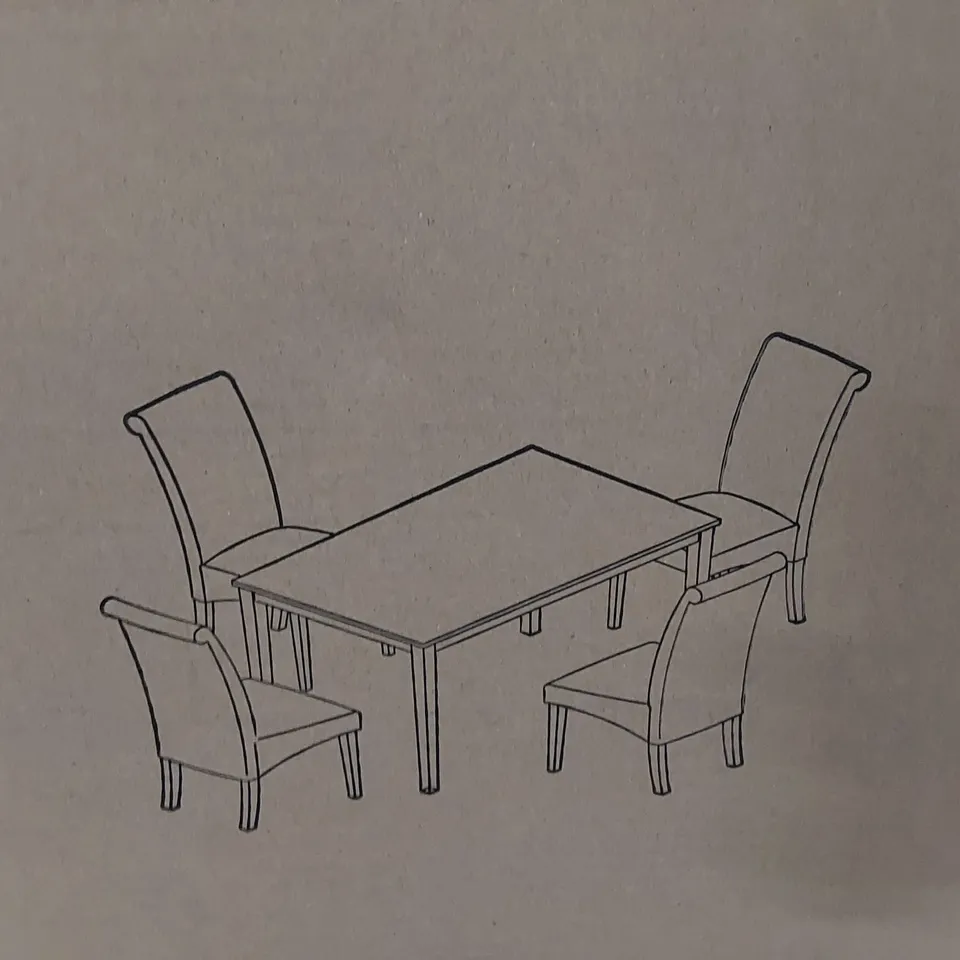 BOXED CARMEN DINING TABLE IN BLACK WITH 4 CHAIRS IN CREAM (3 BOXES)