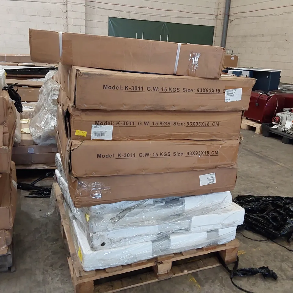 PALLET OF AQUALINE SHOWER CABIN PARTS AND CAVALIER QUADRANT SHOWER TRAYS