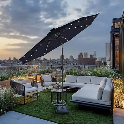 BOXED 2.7M PARASOL WITH SOLAR LED LIGHTS (1 BOX)