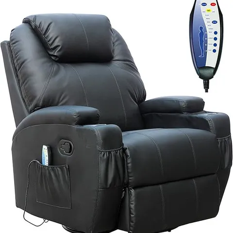 BOXED WESTWOOD BONDED LEATHER MASSAGE CINEMA RECLINER CHAIR - BLACK (2 BOXES) 