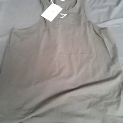 GYMSHARK LIFTING ESSENTIAL COTTON TANK IN GREEN - SMALL