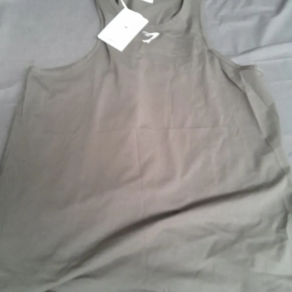 GYMSHARK LIFTING ESSENTIAL COTTON TANK IN GREEN - SMALL